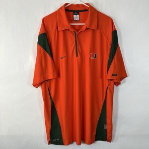 Miami Hurricanes Nike Team Polo Shirt Mens Size XL Orange Dri-Fit Short Sleeve